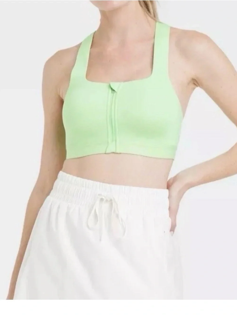all in motion Neon Green Front-Zip Sports Bra